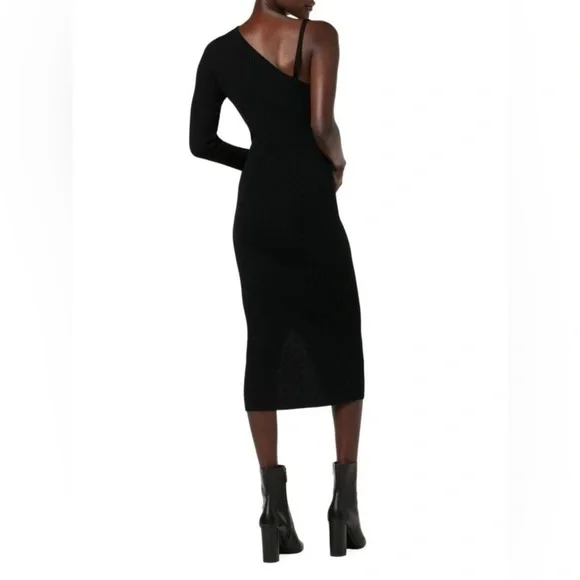 Hudson Jeans Merino Wool One Shoulder Dress Maxi in Black - Picture 4 of 7